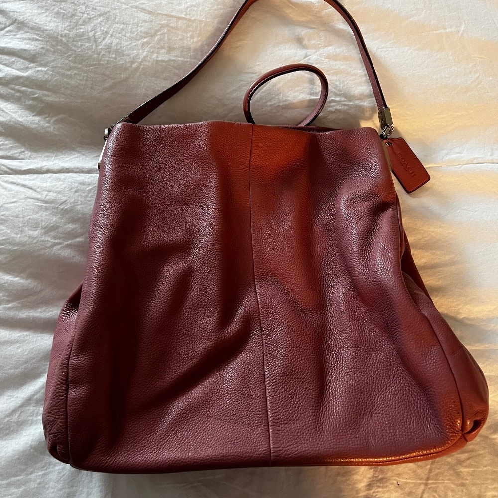 Dusty pink pebble leather Coach Purse